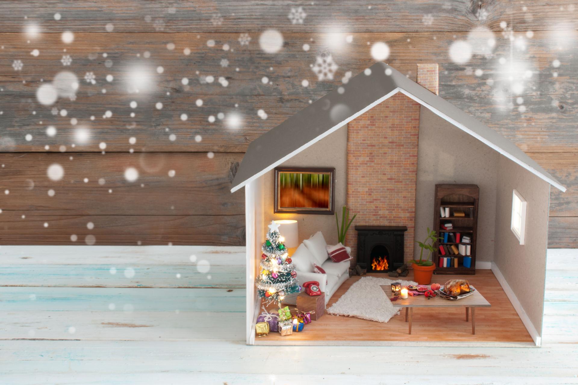 Hand crafted model home at Christmas - selling house at christmas