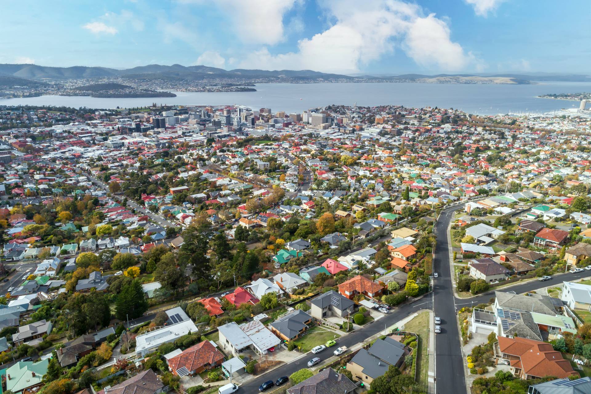 An image overlooking West Hobart, Tasmania