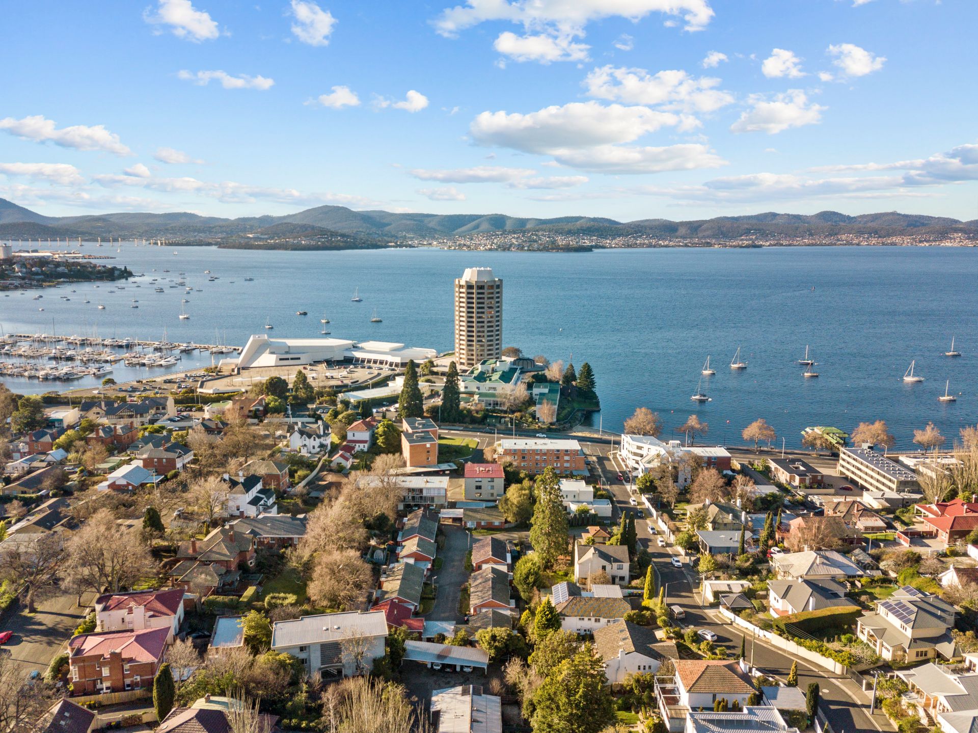 Image of Wrest Point Casino in Sandy Bay Tasmania, overlooking the Derwent River