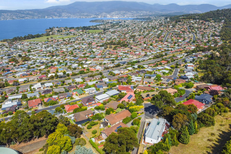 Ariel view of Howrah Tasmania above 123 Norma st, Howrah