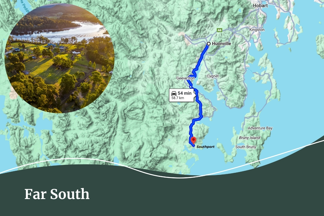 Map of Far South in Tasmania | Fall Real Estate