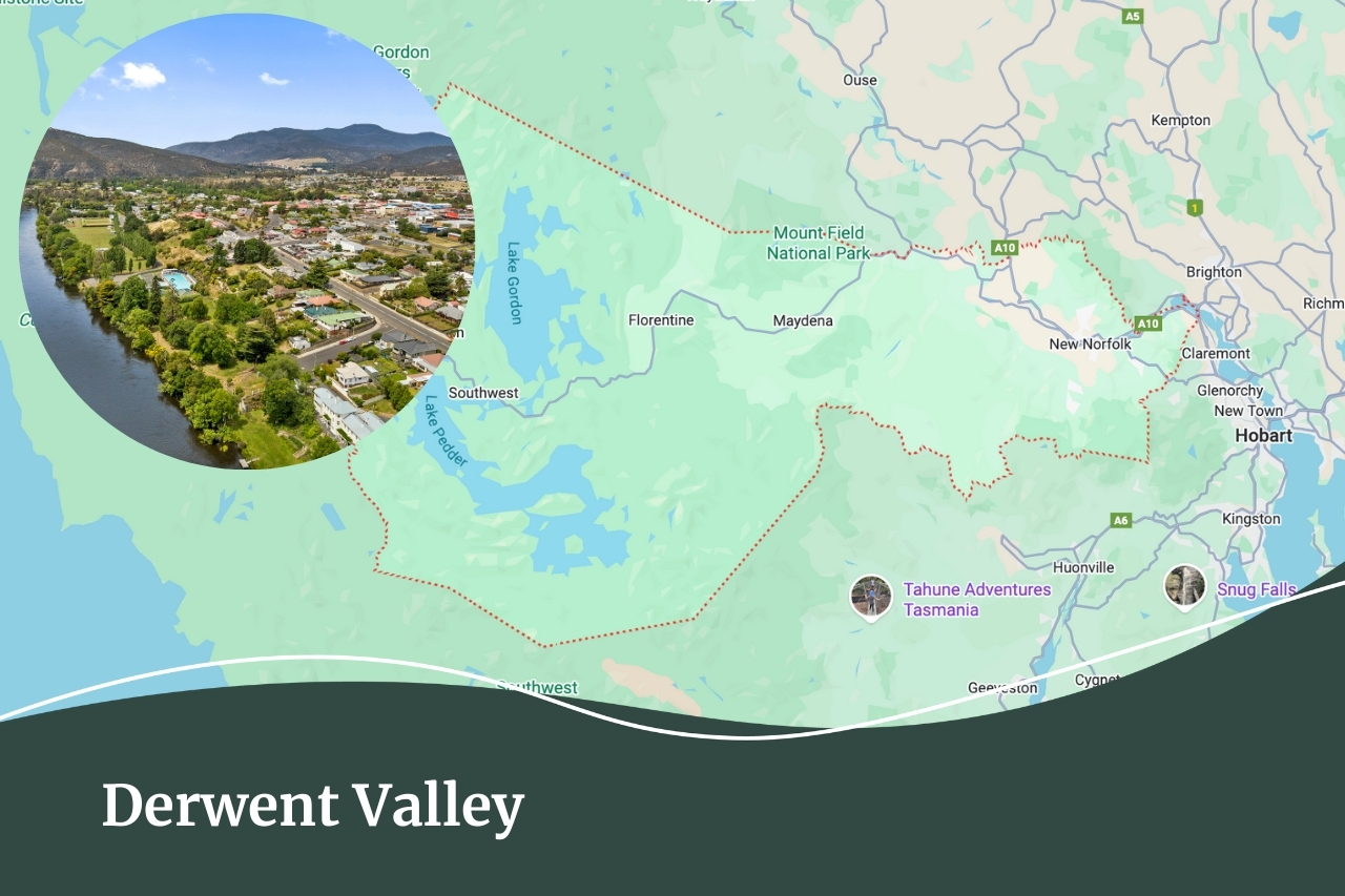 Map of the Derwent Valley in Southern Tasmania | Fall Real Estate