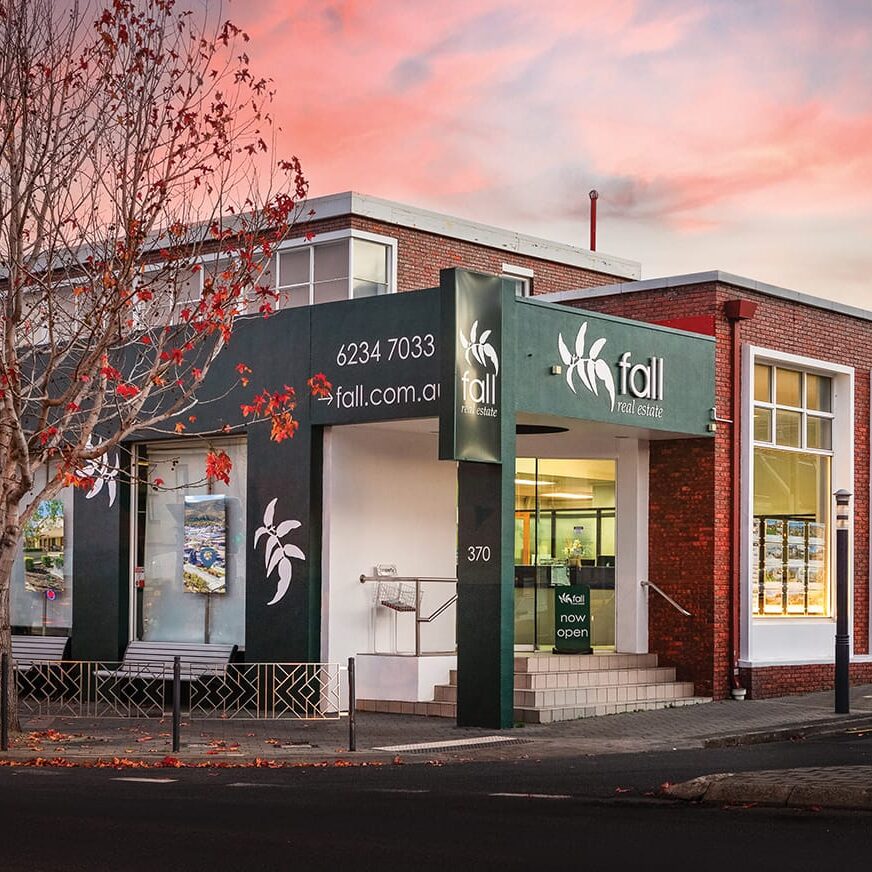 FALL_North Hobart_Office_dusk_WEB_2024 Fall Real Estate's North Hobart office.